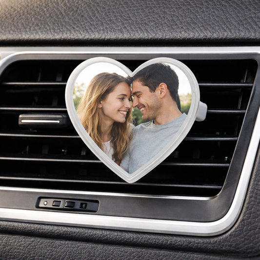 Szív alakú autós illatosító saját fényképpel