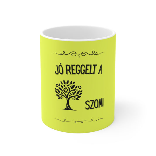 Neon bögre (sárga) - Jó reggelt a f@szom!