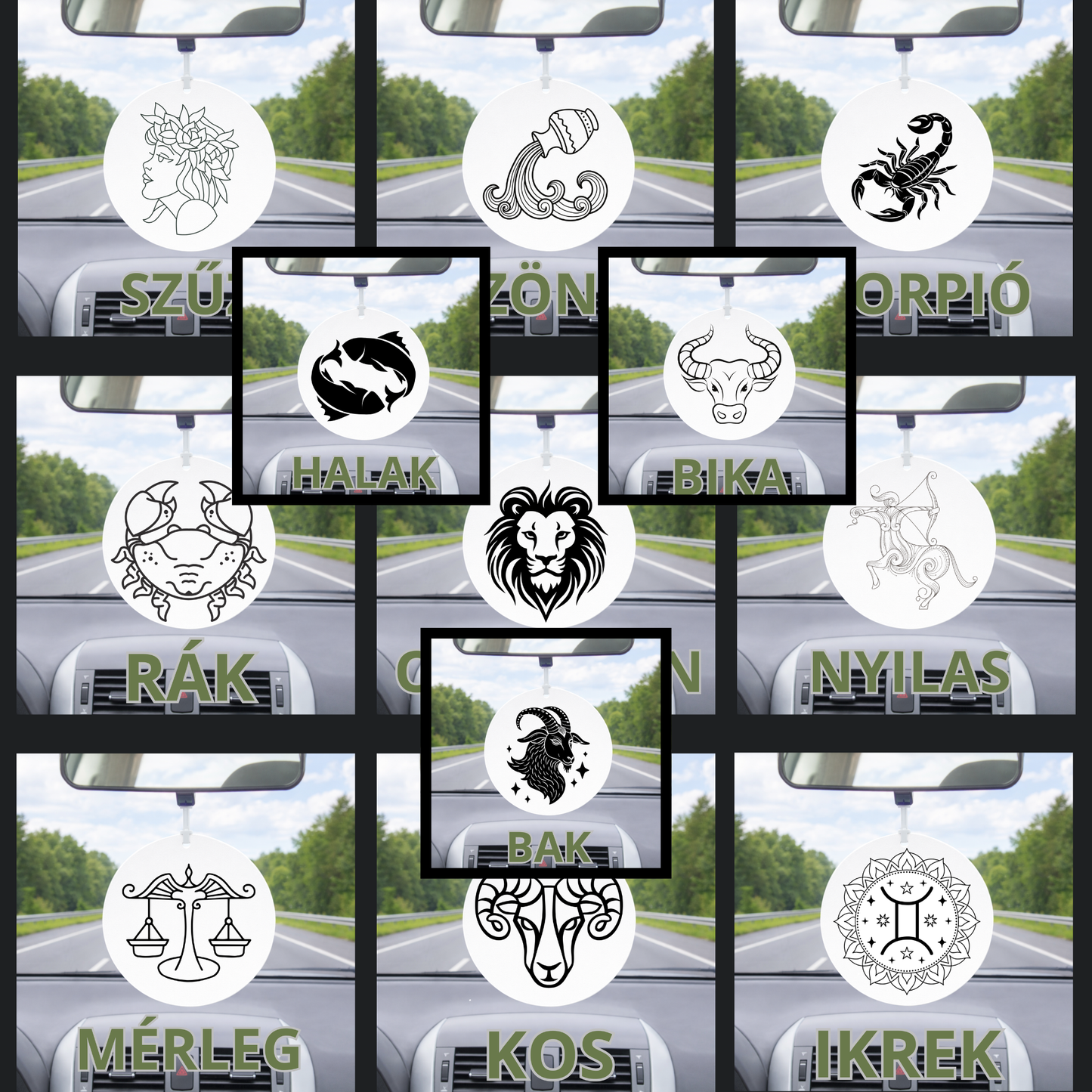 Horoszkópos autós illatosító