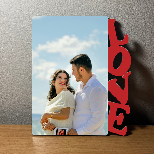 LOVE feliratos saját fényképes fatábla